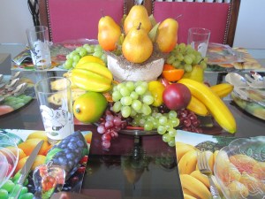 arranjo com peras e uvas